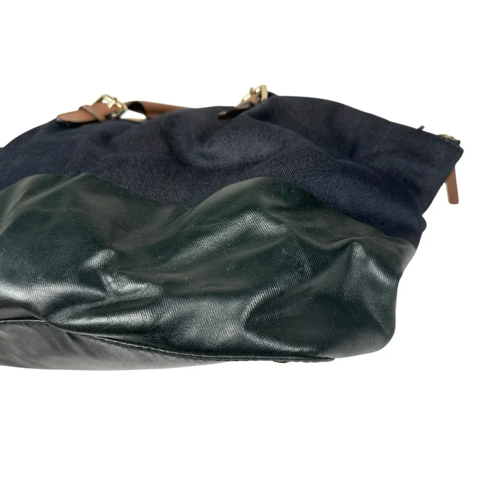 KATE SPADE Dixon Blaine Bag‎ Indigo Blue Denim Canvas Leather Satchel